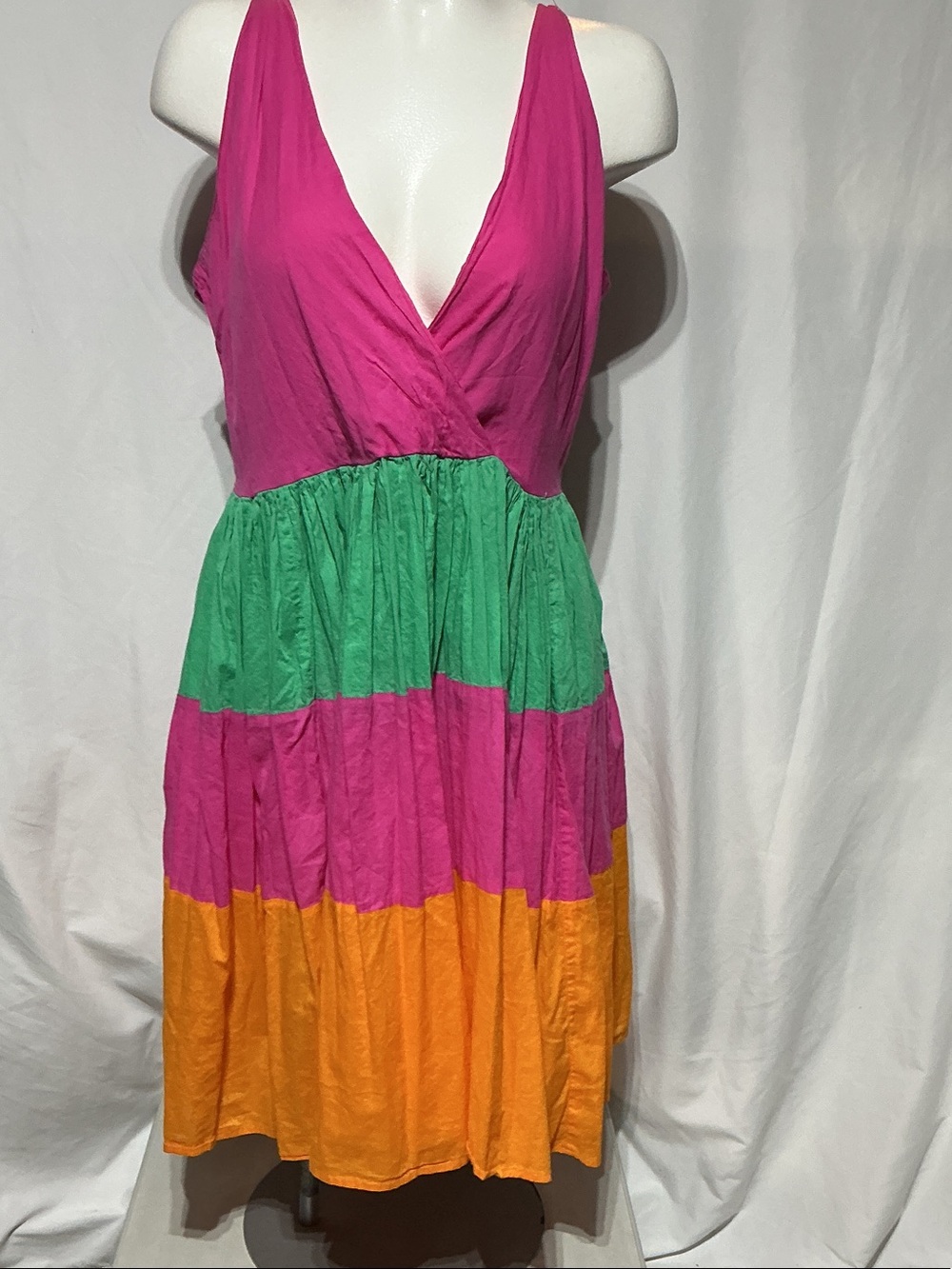 Mira Colorblock 100% Cotton Women's Summer Dress Sz XXL